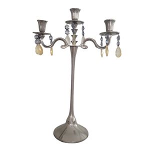2 Vintage Candelabra with Crystal-like Accents